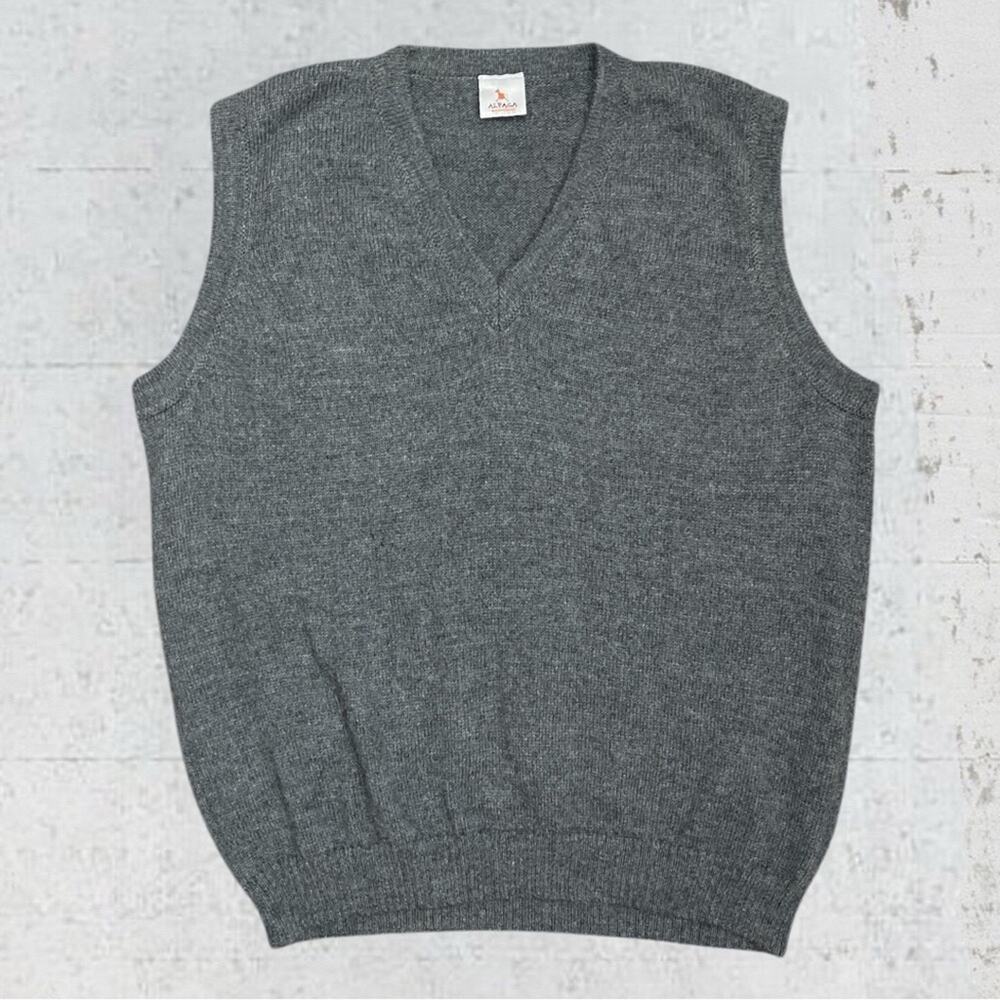 Alpaca Warehouse 100% Alpaca Grey Classic Sweater Vest Size XL Grandpacore